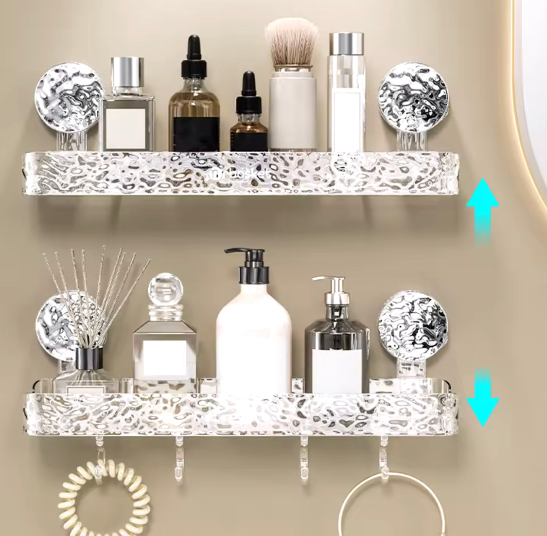 Bathroom Quadrate Shelf, Wall Mounted Bathroom Storage Organizer, Transparent Bathroom Storage Rack Bathroom Quadrate Shelf, Wall Mounted Bathroom Storage Organizer, Transparent Bathroom Storage Rack